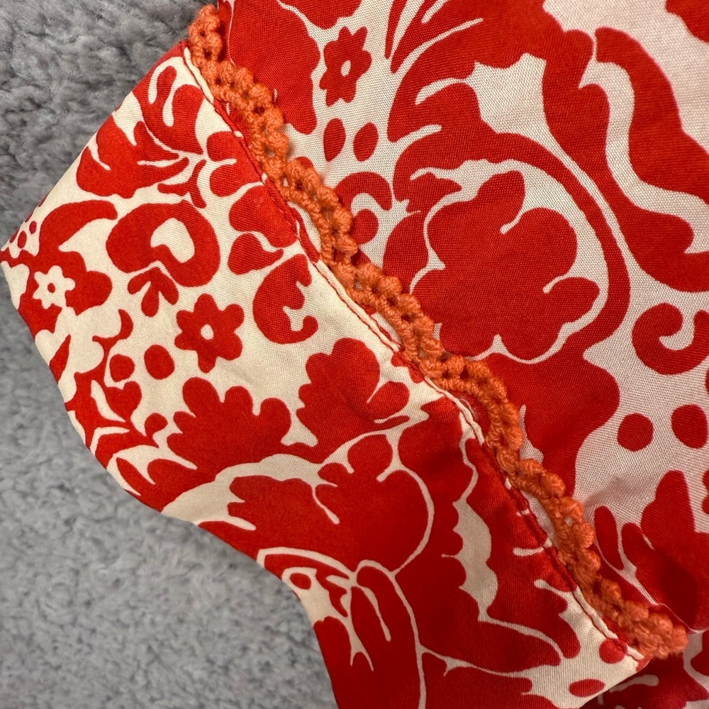Sundance red floral silk blouse size large preowned - Picture 5 of 10